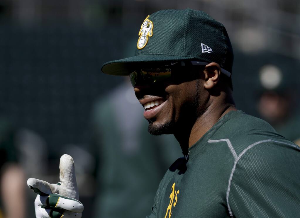 A's Rajai Davis in Cleveland for first time since World Series