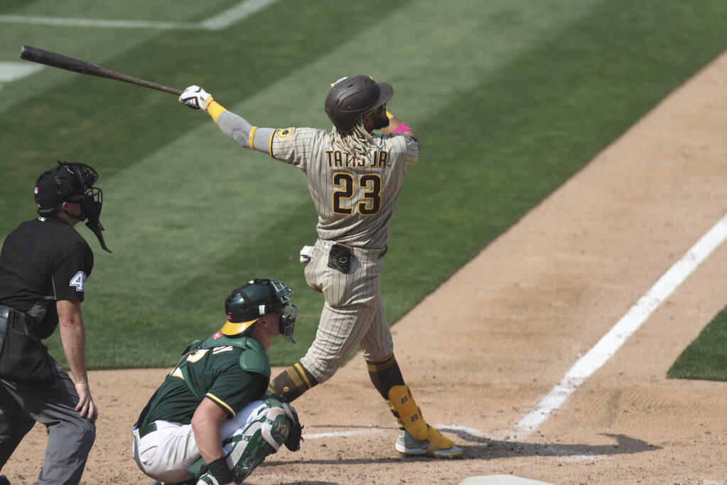 Tatís hits 15th home run, Padres win series with A's
