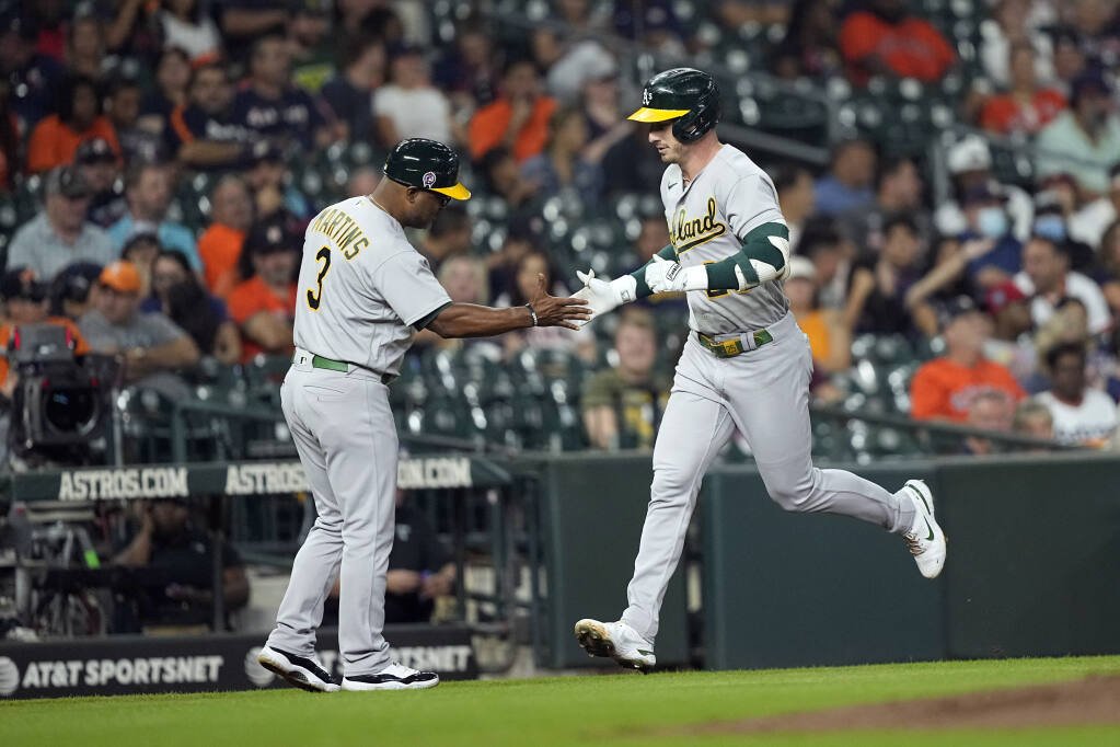 Waldichuk holds Astros hitless in relief, A's launch 3 homers in win