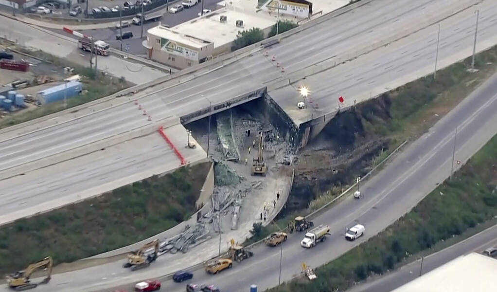 Long commutes start after part of I95 collapses in Philadelphia