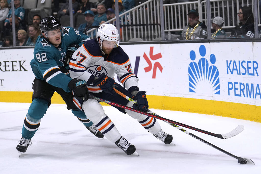 McDavid 6th player to top 150 points, Oilers beat Sharks 6-1 - The San  Diego Union-Tribune