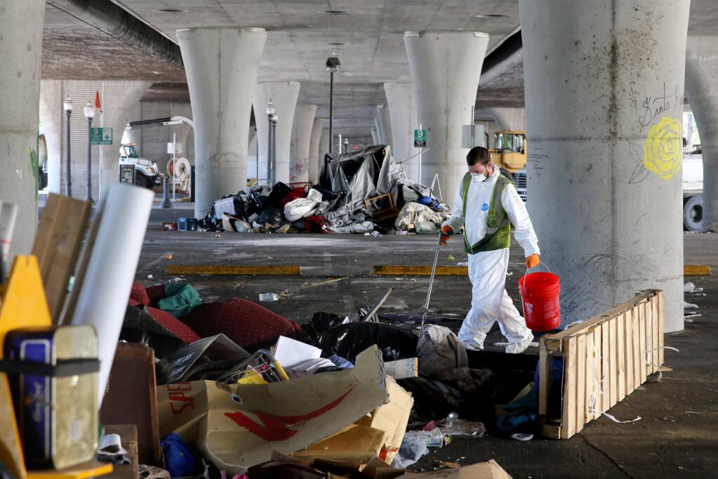 Santa Rosa continues clearing homeless camps beneath Highway 101