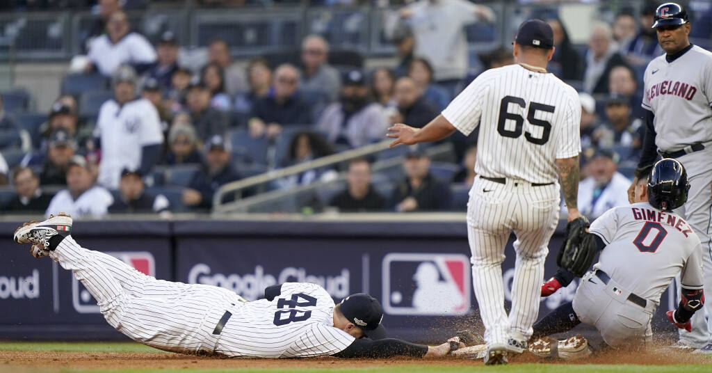 Yankees did the 'rock the baby' celebration back at the Guardians after  eliminating them 