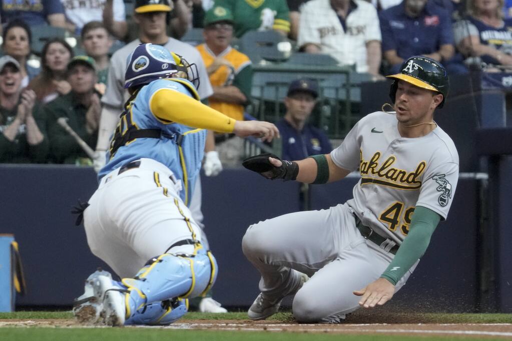 MLB-worst A's beat Brewers 5-2 for 1st 3-game winning streak of season