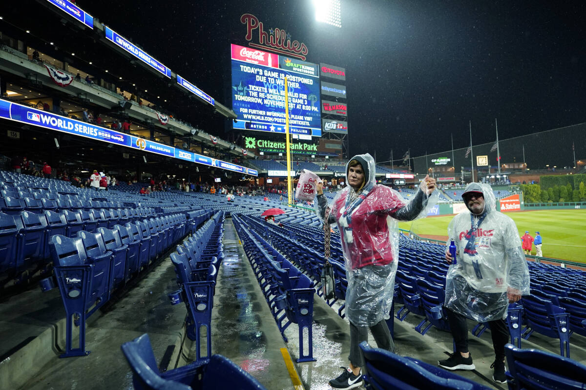 World Series: Phillies, Astros rained out Monday; Game 3 set for