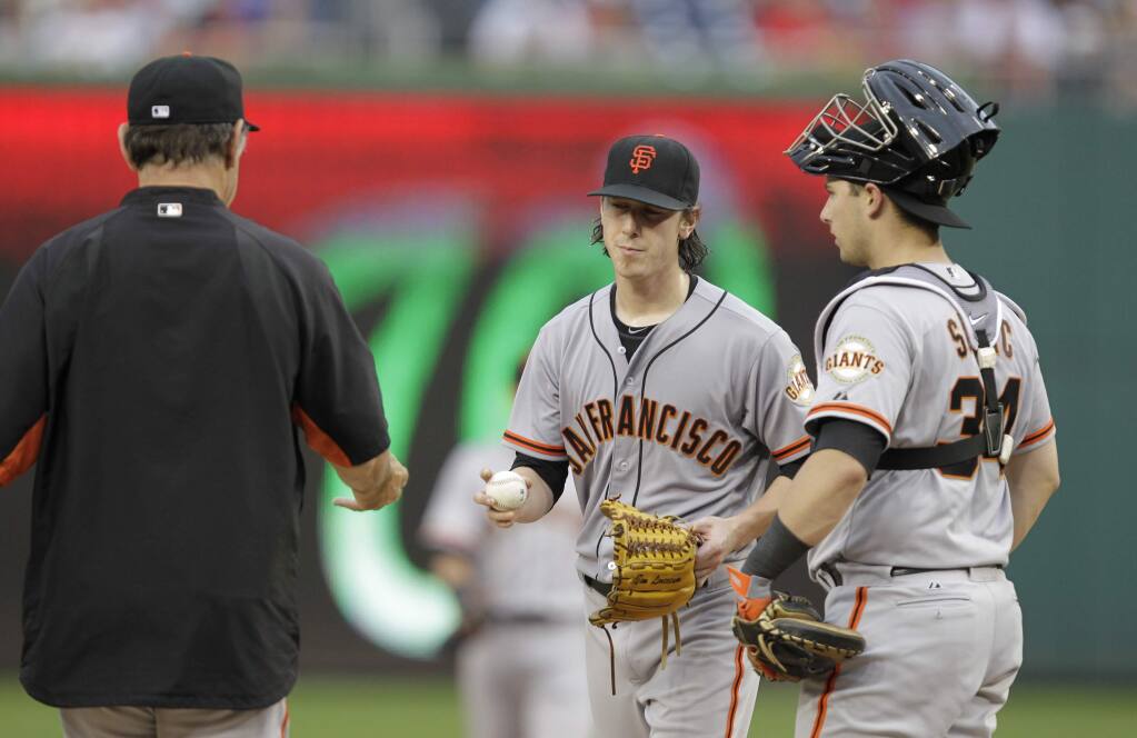 Giants' Tim Lincecum shelled by Nationals; Bochy says move to bullpen  possible