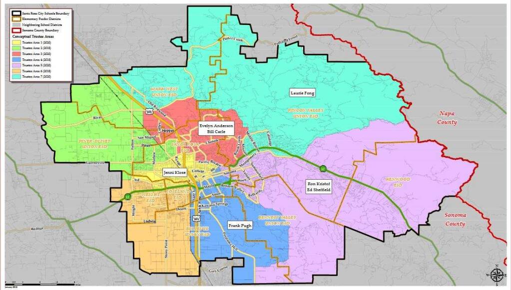 Santa Rosa school board adopts election district boundaries