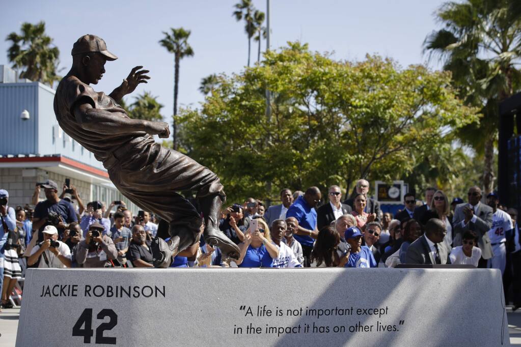 Jackie Robinson's retired # 42 at Yankee Stadium, Monument …