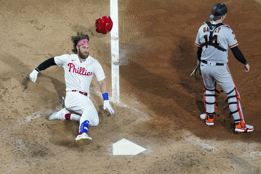 Philadelphia Phillies Kyle Schwarber homers in the fifth inning