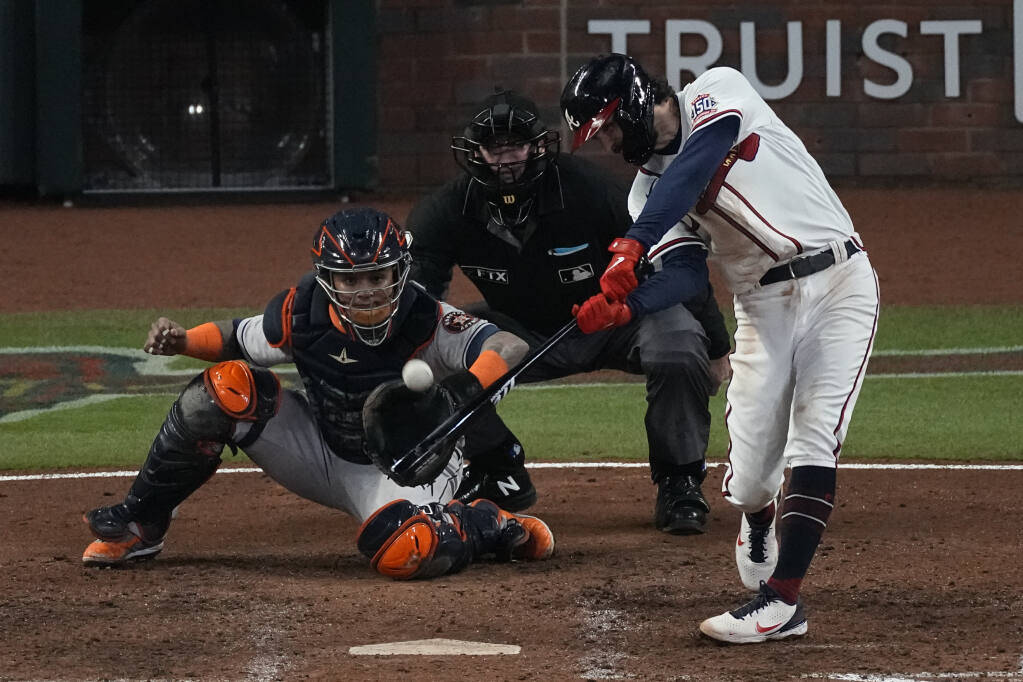 Braves beat Astros 3-2, on brink of World Series title