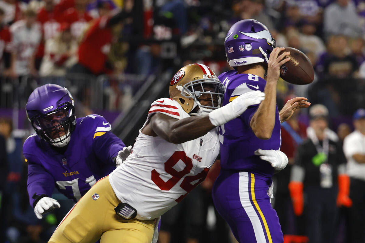 Vikings outlast 49ers 22-17 with 2 Cousins-Addison TDs and 2 late  interceptions by Bynum