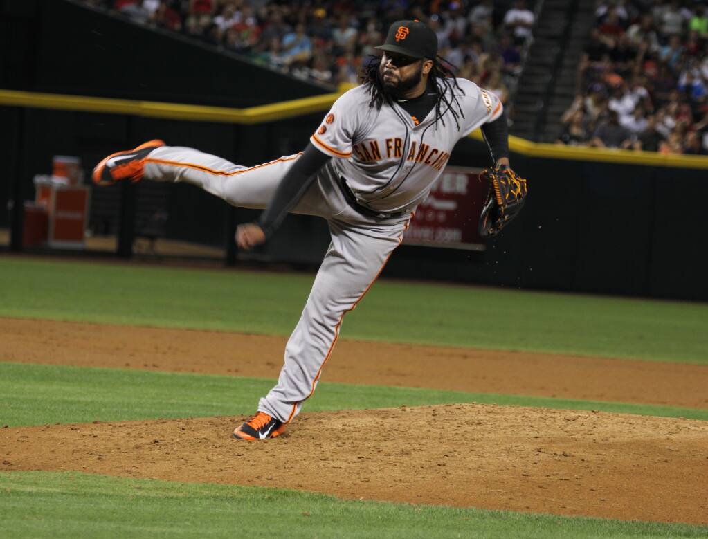 FILE - In this Oct. 18, 2014, file photo, San Francisco Giants