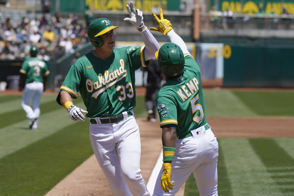 A's hit trio of 2-run homers to beat Red Sox 6-5