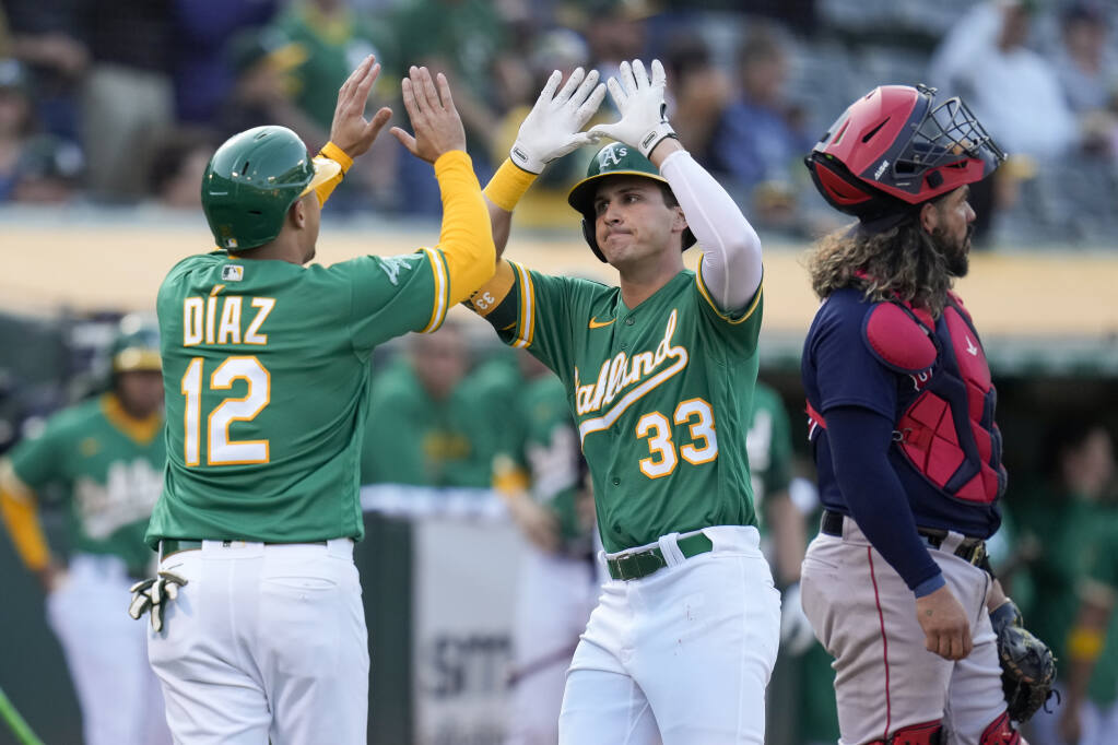 Ryan Noda, JJ Bleday homer in 2nd, A's beat Red Sox 3-0 to end 8