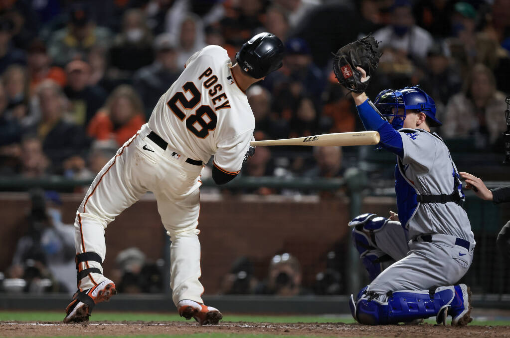 Buster Posey's opening homer against the Dodgers was borderline