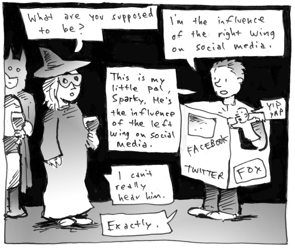 Editorial Cartoon: Social Media trick-or-treat