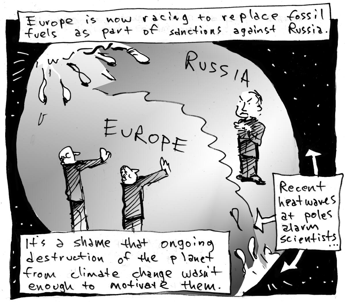 Editorial Cartoon: Sanctioning climate change