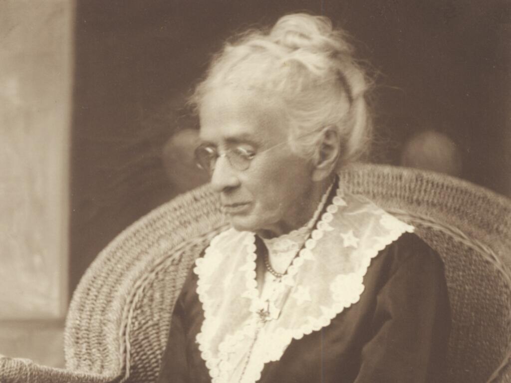 A photo of “Aunt Polly” Reynolds reading. Reynolds lived for 102 years, from 1824 to 1926, moving from Vermont to Petaluma and lastly to Healdsburg. (Healdsburg Museum & Historical Society)
