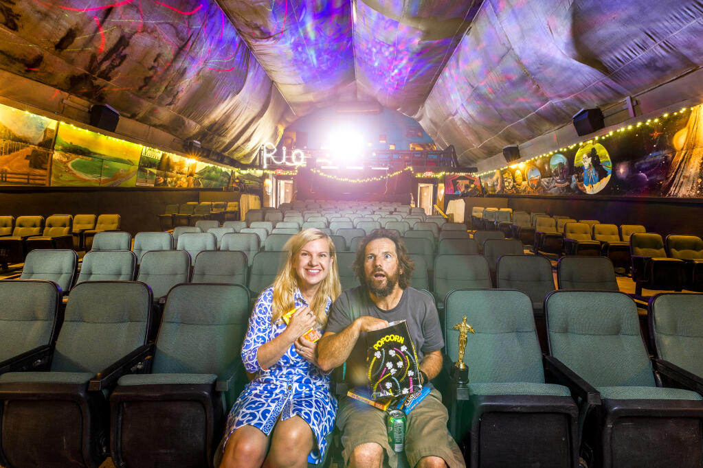 Kim and David Lockhart bought the retro and long-closed Rio Theater in Monte Rio with plans to slowly renovate it while offering special screenings and events. Photo taken on Thursday, Oct. 28, 2021.  (John Burgess/The Press Democrat)