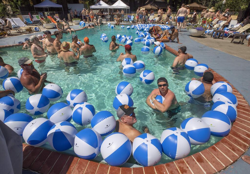 Hundreds of big, burly, gay men, know as 'Bears' gathered for a pool party at the West Sonoma Inn and Spa at the 23rd annual Lazy Bear Week in Guerneville. (photo by John Burgess/The Press Democrat)