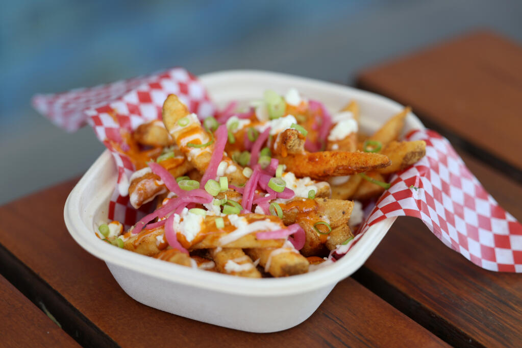 The fries at Moro, a Moroccan street food restaurant in the Oxbow Public Market in Napa, Monday, April 29, 2024. (Beth Schlanker / The Press Democrat)