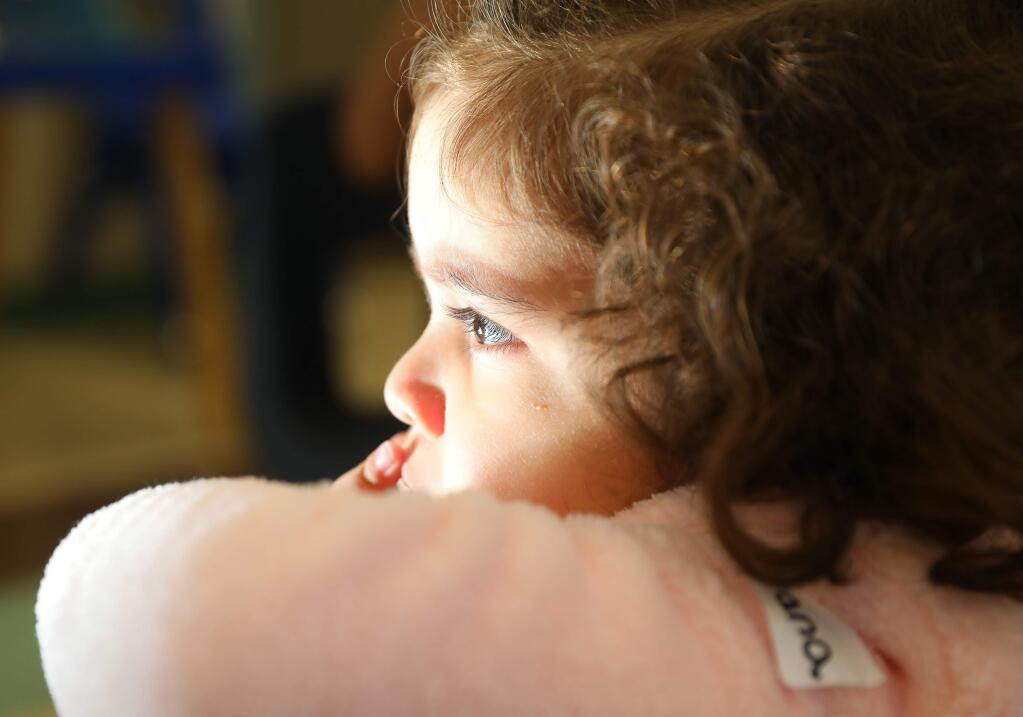 Itzayana Martinez, 2, rests during snack time at a Community Action Partnership's Avance school preparedness class in Santa Rosa on Thursday, January 9, 2020. (Christopher Chung/ The Press Democrat)