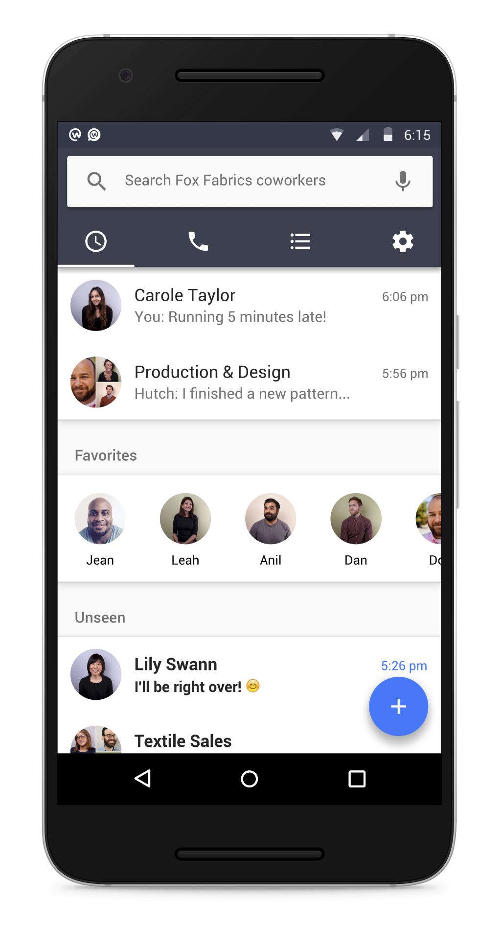 This image provided by Facebook shows a live chat demonstration using Facebook's Workplace on an Android smartphone. Facebook is launching a communications tool Monday, Oct. 10, 2016, for businesses, nonprofits and other organizations. Called Workplace, the platform is ad-free and isn't connected to existing Facebook accounts. Instead, employers sign up as an organization. Businesses have to pay, but Facebook is offering it to schools and nonprofits for free. (Facebook via AP)