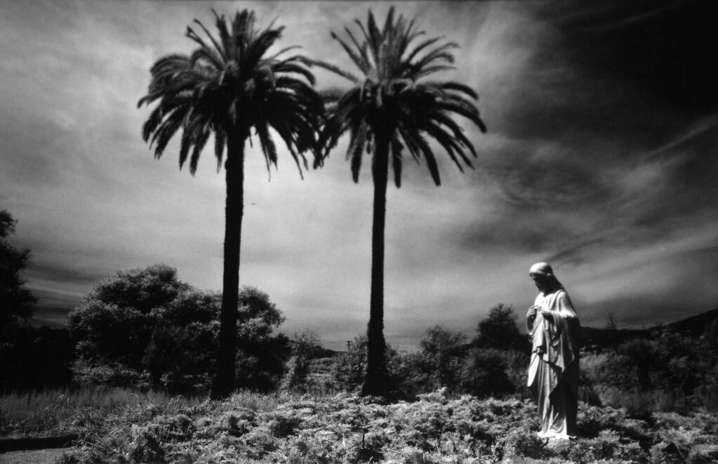 'Jesus and the Palms 1993' part of the John LeBaron Retrospective photography exhibit at Corrick's in Santa Rosa, Calif., on February 19, 2014. (Alvin Jornada / The Press Democrat)