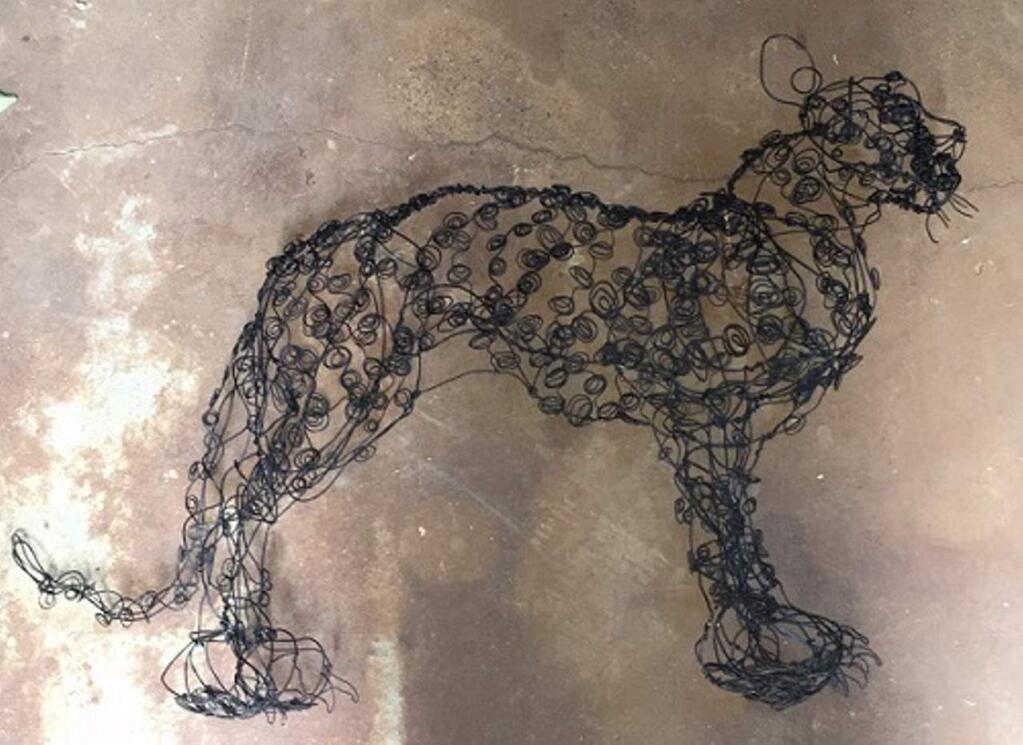 Trips to South Africa, Patagonia and Egypt have influenced May's wire-animal sculptures.