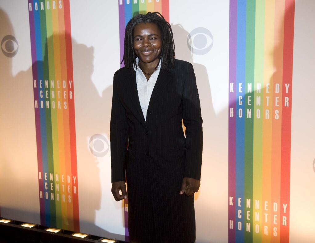 FILE - Singer Tracy Chapman arrives at the Kennedy Center for the Performing Arts for the 2012 Kennedy Center Honors Performance and Gala Sunday, Dec. 2, 2012 at the State Department in Washington. Chapman  is among the nominees for the 2024 Songwriters Hall of Fame. (AP Photo/Kevin Wolf, File)