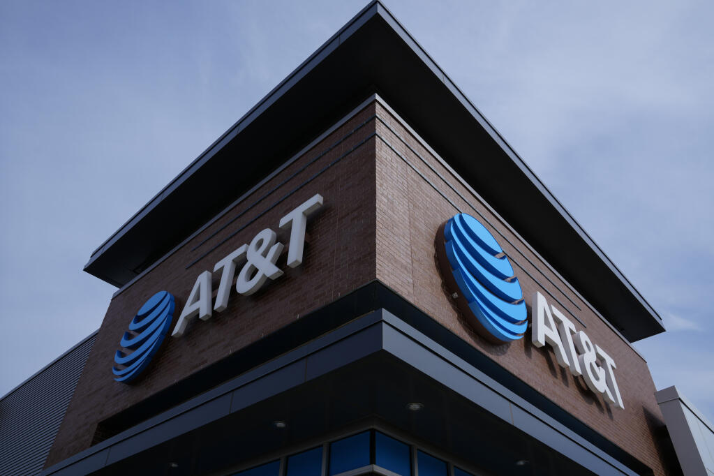 An AT&T retail location is shown in Willow Grove, Pa., Thursday, Feb. 22, 2024.  (AP Photo/Matt Rourke)