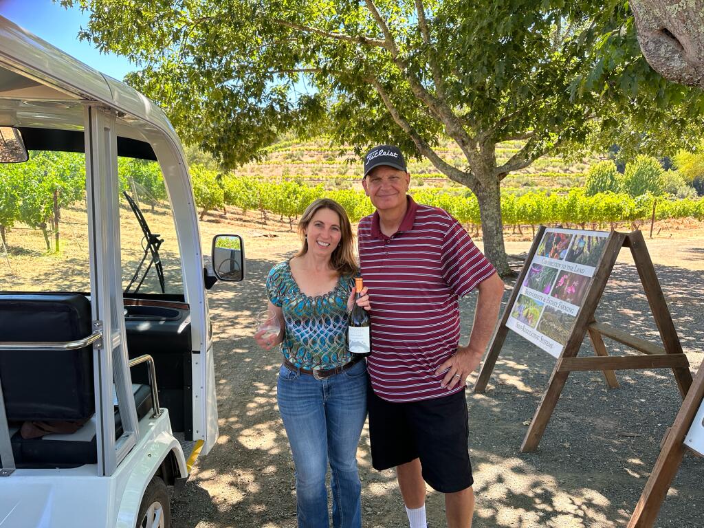 Lisa Amaroli, director of winemaking, and Nate Reynes, tour program manager, Benziger Family Wines. Roger Coryell photo.