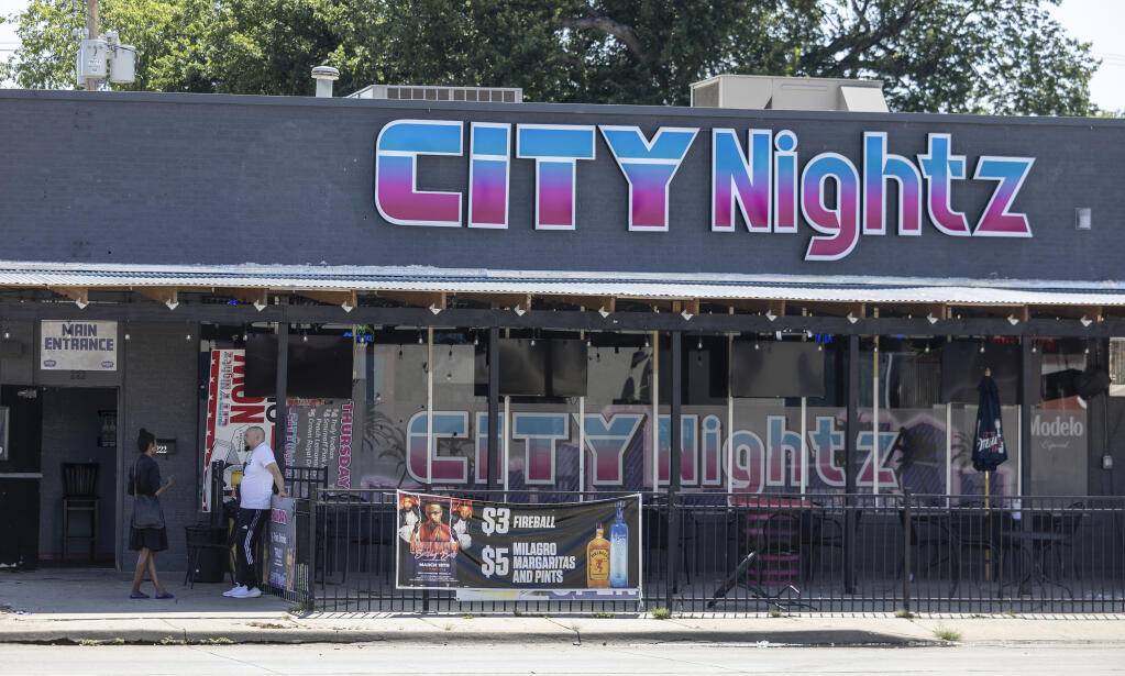 A shooting early Sunday morning, July 2, 2023, at City Nightz nightclub in Wichita, Kan., left multiple people with gunshot wounds and a few more people hospitalized after being trampled in a rush for the exits, police said. Wichita Police Lt. Aaron Moses said investigators believe several shooters opened fire inside the club just before 1 a.m. (Travis Heying/The Wichita Eagle via AP)