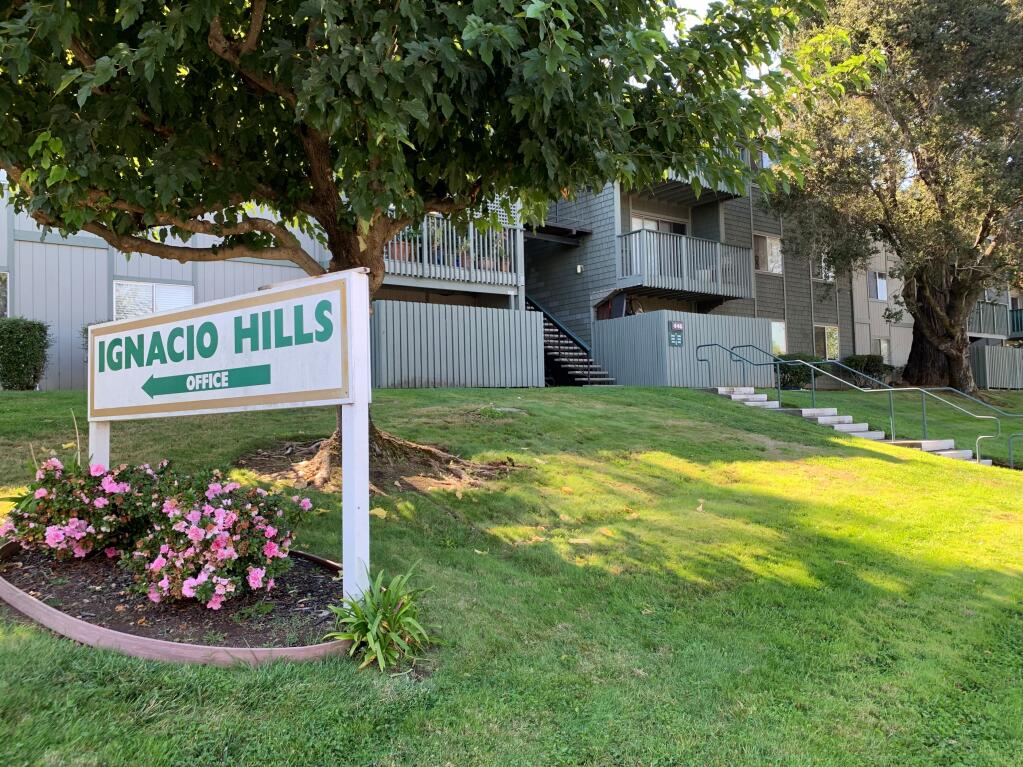 Ignacio Hills apartments at 461 Ignacio Blvd. in Novato is part of a portfolio of 70 Sonoma and Marin county office and multifamily properties being sold in 2021 to pay back creditors and investors in the Chapter 11 reorganization of Professional Financial Investors, the main company that was used in a Ponzi scheme spearheaded by Ken Casey, who died in May 2020. (Tammy Quackenbush / for North Bay Business Journal) Friday, Sept. 24, 2021
