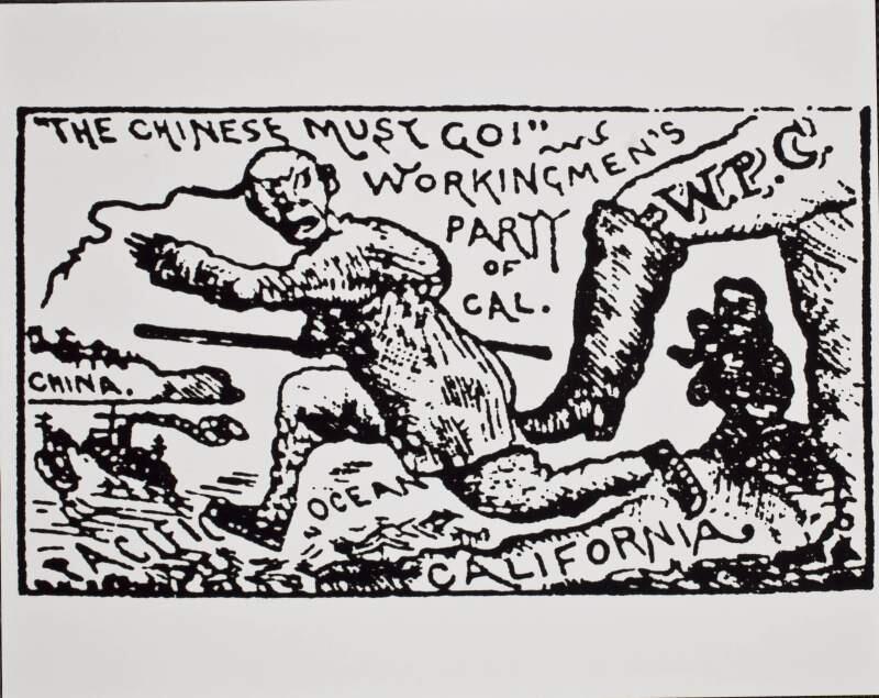 This political cartoon from Sonoma County in 1879 speaks to the anti-Chinese sentiment of the day. (Courtesy Sonoma County Library)