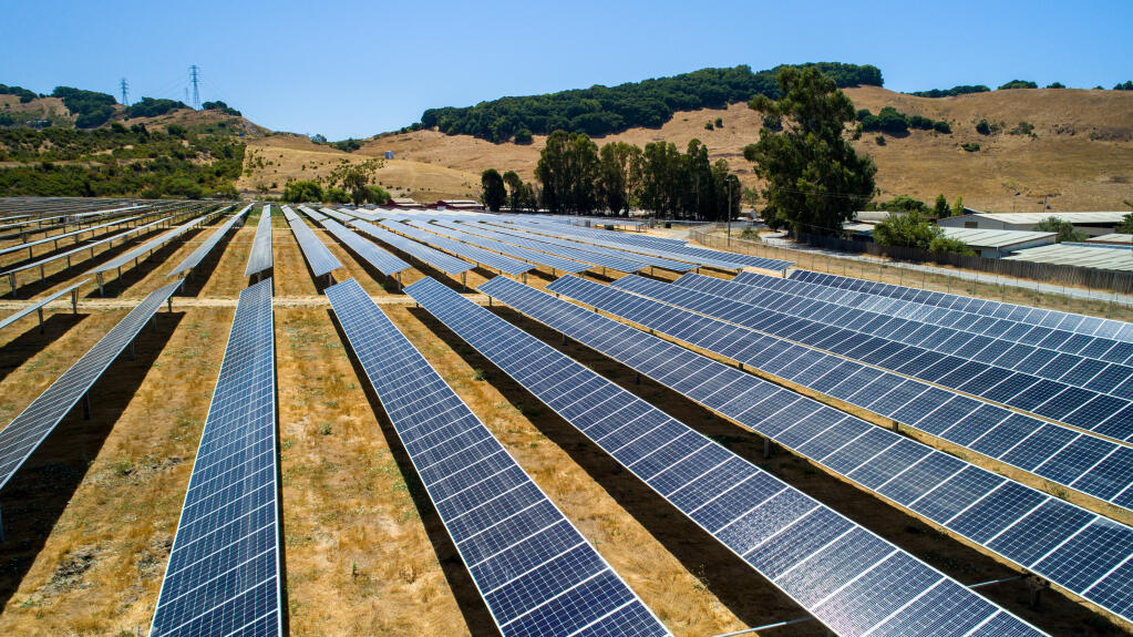 This 3-megawatt American Canyon solar project in Napa County, seen on Aug. 14, 2019, is a supplier to MCE (Marin Clean Energy). The array generates enough electricity to power about 1,000 homes per year. (Courtesy: MCE)