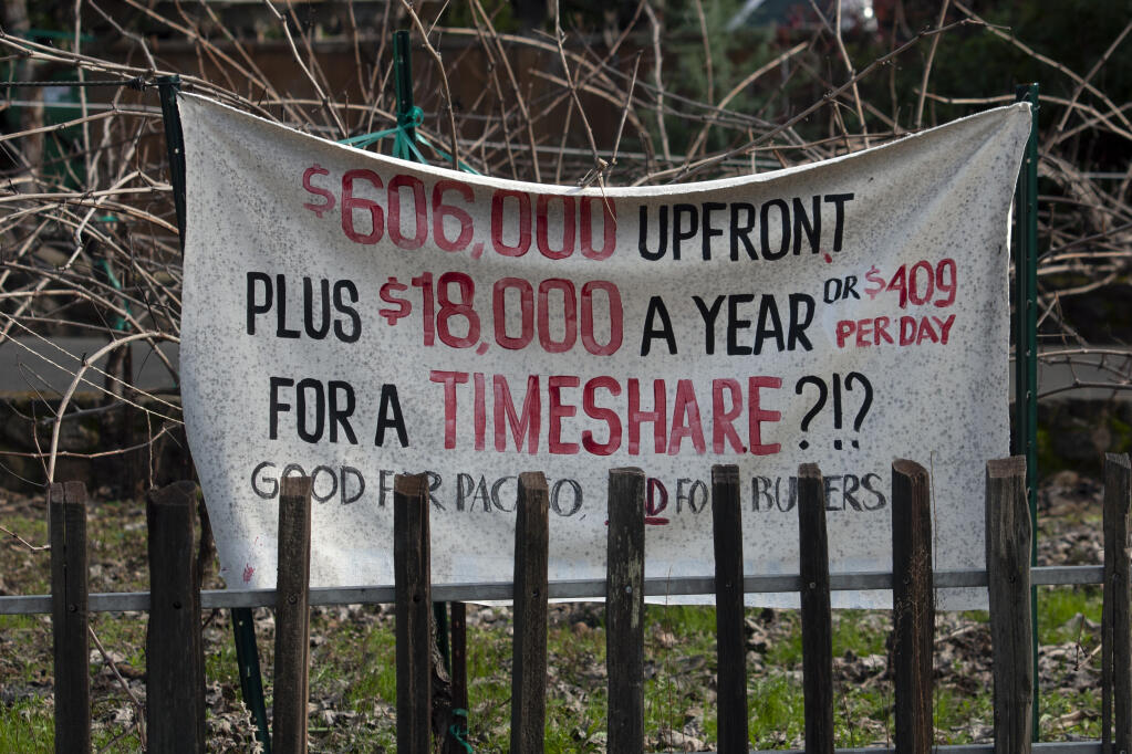 Residents of Old Winery Court have made their feelings on Pacaso well known, Thursday, Jan. 13, 2022.  (Robbi Pengelly / Index-Tribune file)