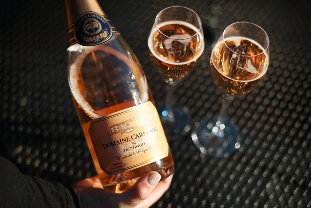 Domaine Carneros Cuvee de la Pompadour Brut Rosé is one of two Napa Valley wines served during a state dinner at The White House, Thursday, June 22, 2023. (Erik Castro / For The Press Democrat)