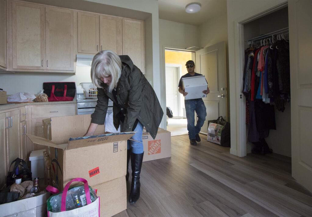 Ann Scarff moved into her new affordable apartment on Saturday, Feb. 15. Celestina Gardens is the most recently completed senior low-income housing units on Highway 12. The complex is the final part of the MidPen project which adjoins the Fetters Apartments, which were completed in 2017. (Photo by Robbi Pengelly/Index-Tribune)
