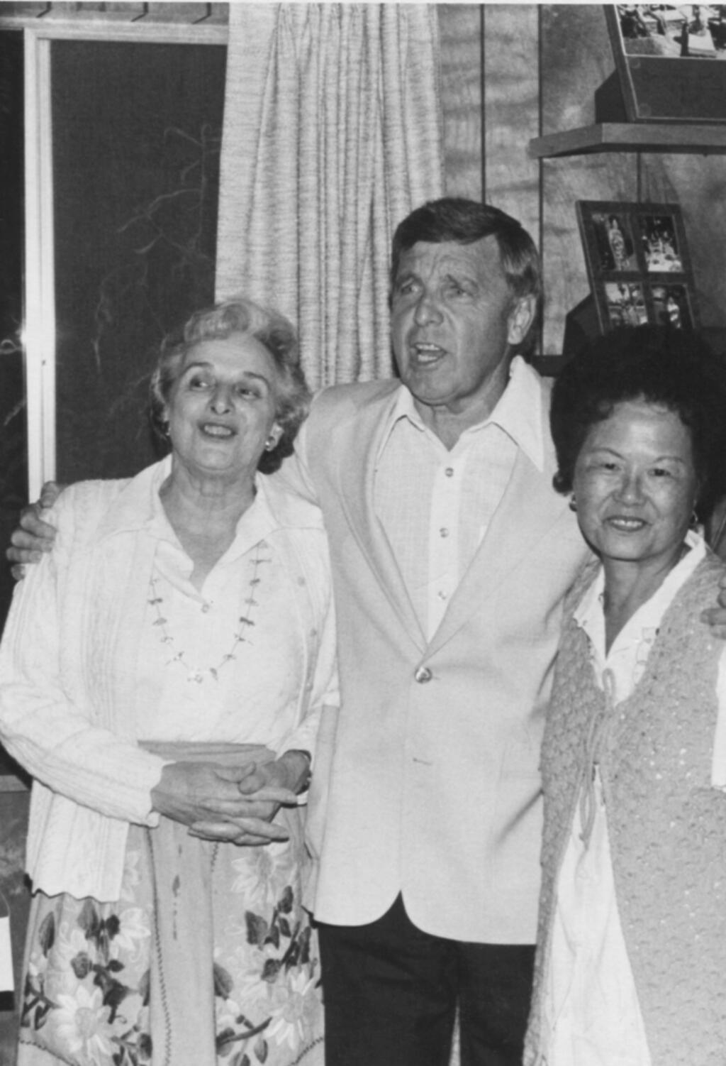 Bill Lynch’s dad, Robert Lynch (center) and their entire family were frequent diners at the Swiss Hotel, then managed by Helen Dunlap (left) while Nancy Wing (right) and husband Freddie ran the kitchen. Today, Helen’s granddaughter, Kristin, runs the restaurant. (I-T file photo)