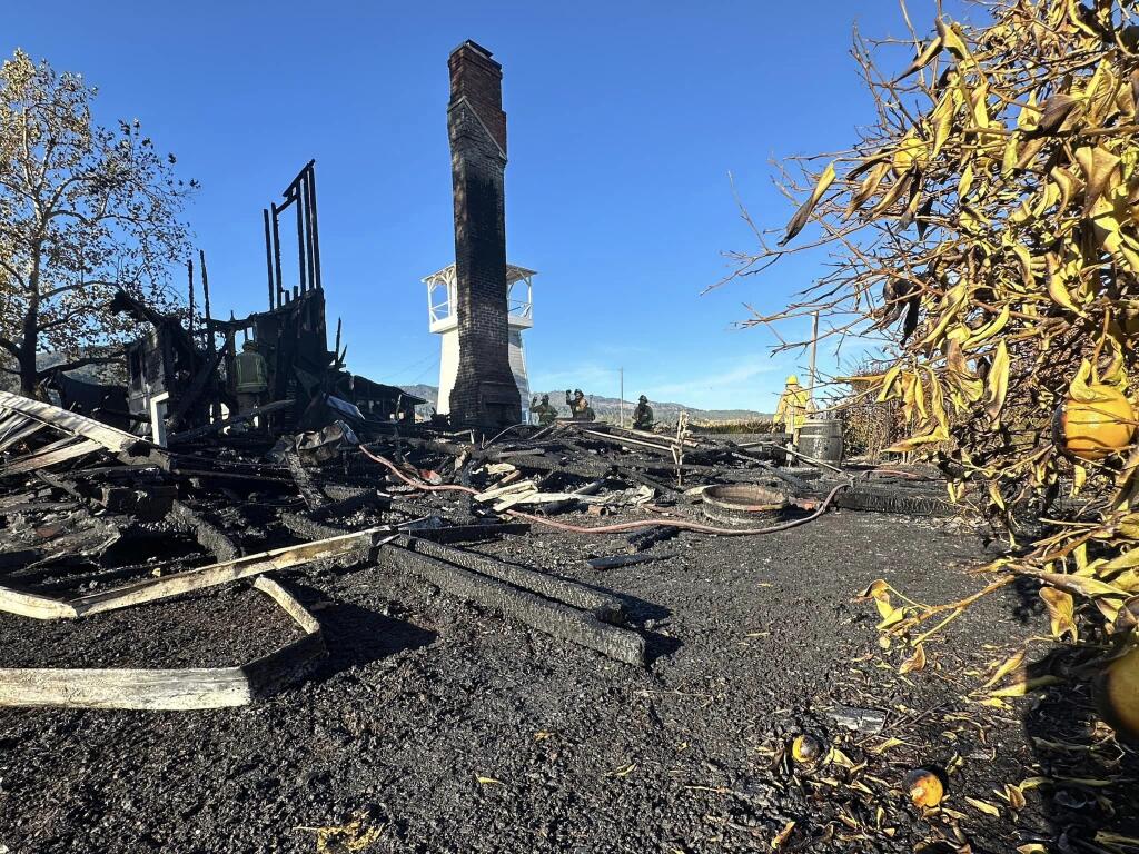 The Cal Fire Sonoma-Lake-Napa Unit responded just before 2 a.m. to a report of a structure fire on Manley Lane near St. Helena Highway, Sunday, Nov. 26, 2023. (Cal Fire Sonoma-Lake-Napa Unit)