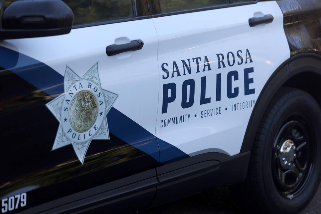Santa Rosa Police car in Santa Rosa, Thursday, Nov. 3, 2022. (Beth Schlanker / The Press Democrat)