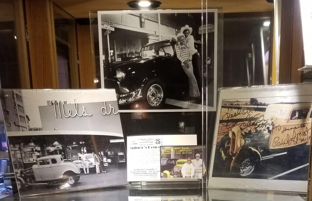 Many items from the personal collection of Susan Villa are on display in a new exhibit titled “Celebrating 50 Years of American Graffiti.” (Courtesy of the Petaluma Historical Library and Museum).