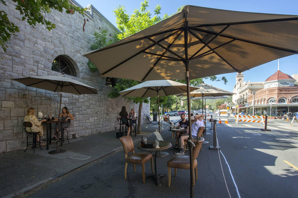 The city has closed off First Street East in front of Pangloss Cellars since late July. Now they’re expanding evening the street closure to Spain Street on weekends beginning Aug. 14.