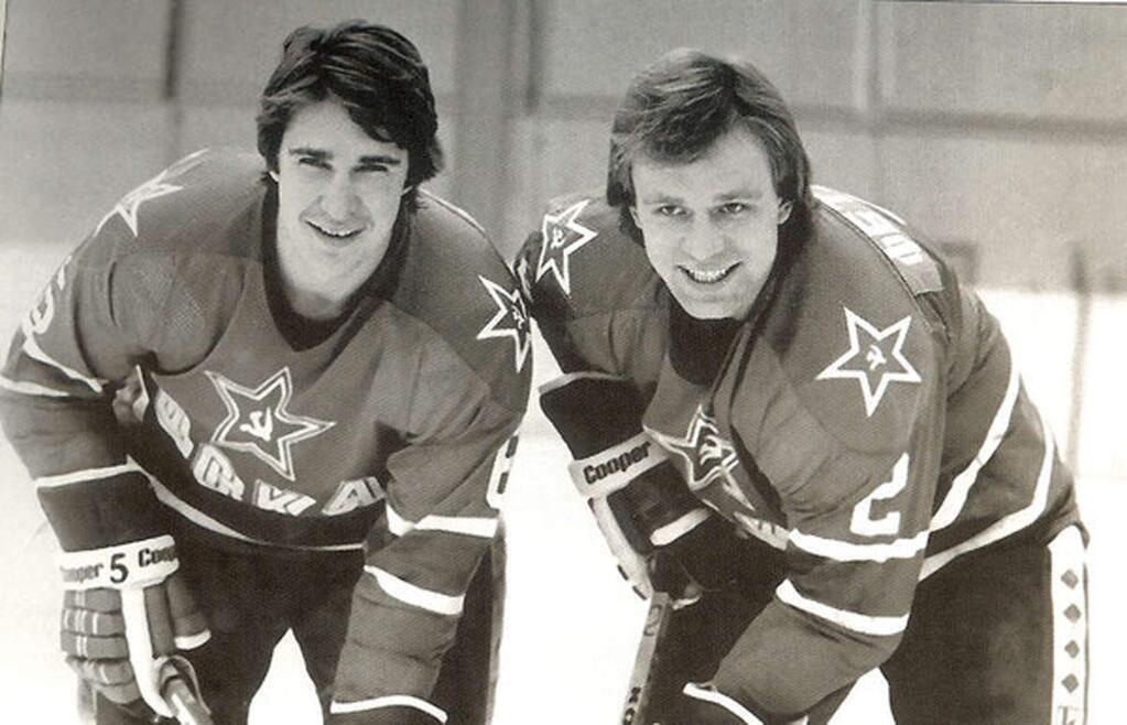 The documentary 'Red Army,' stars Viacheslav 'Slava' Fetisov, left, and Alex Kasatanov of the dominant Soviet Union hockey team, which repeatedly won Olympic gold, then famously lost it to the upstart Americans at the 1980 Winter Games in Lake Placid. (SONY PICTURES CLASSICS)