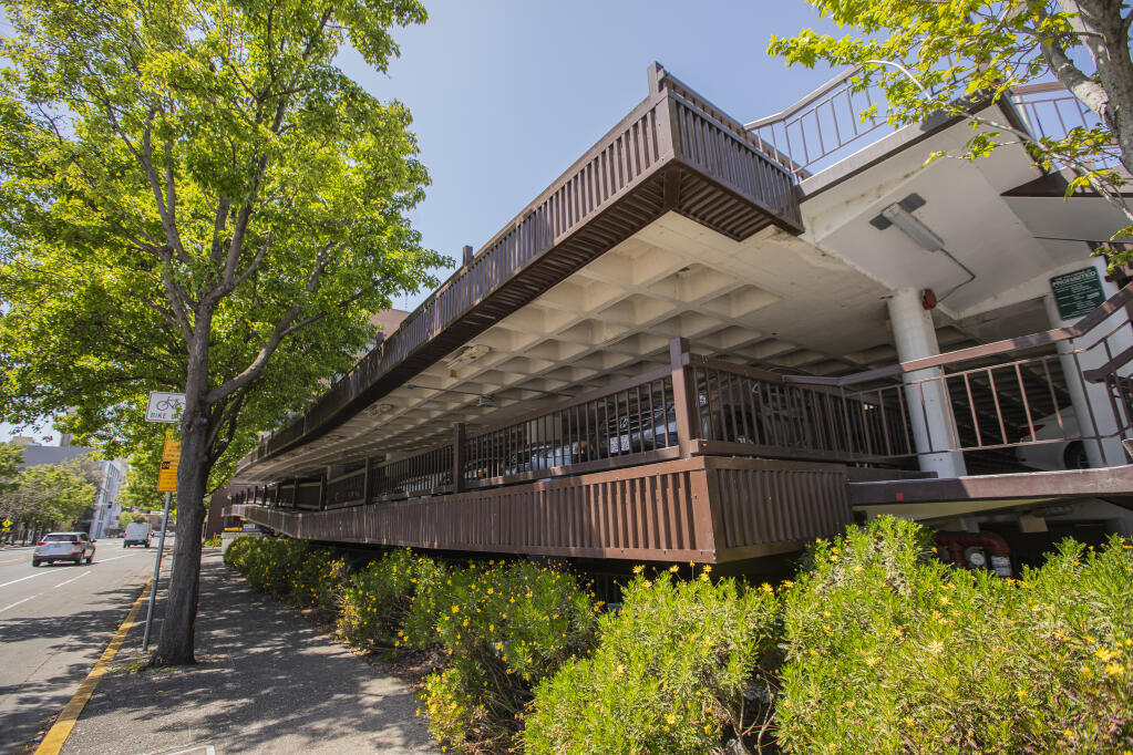 The city of Santa Rosa is considering redeveloping the Third and D. Street parking garage into affordable housing in downtown Santa Rosa, Tuedsay, April 26, 2022. (Chad Surmick / The Press Democrat file)