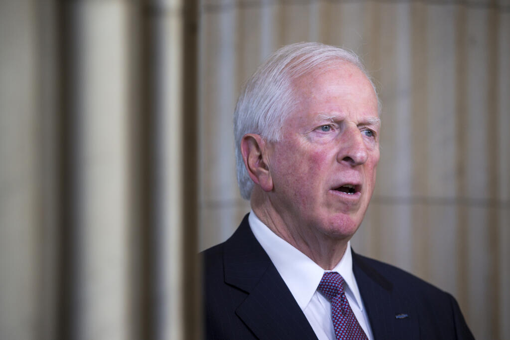 Rep. Mike Thompson, D-Calif., chairman of the House Democratic Gun Violence Prevention Task Force, takes questions during a network TV interview on Capitol Hill in Washington, Tuesday, Jan. 5, 2016, after returning from the White House where President Barack Obama unveiled his plan to tighten control and enforcement of firearms in the U.S. by using his executive powers and bypassing Congress. (AP Photo/J. Scott Applewhite)