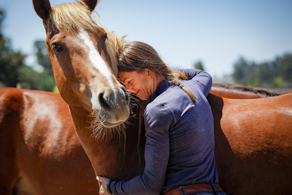 Hillary Merrill, who grew up riding horses in Petaluma, will be hosting a Transformational Equus Project with former Petalumans Melissa Vashe, a certified equus coach and psychologist, Dr Mei-Li Hennen. The TEP workshops will take place on Hillary’s horse ranch in Cotati in September. TEP is an innovative approach to therapy, helping to heal deep wounds and transform minds with equine methods._Wednesday, June 21, 2023._(CRISSY PASCUAL/ARGUS-COURIER STAFF)