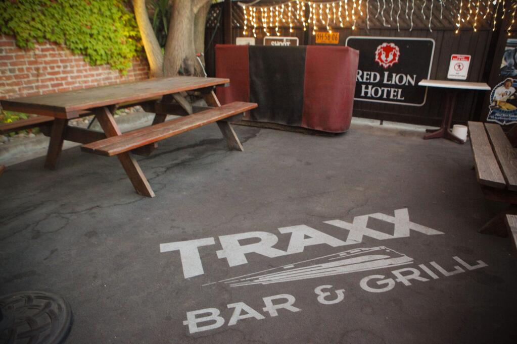 Traxx Bar & Grill has outdoor seating and will host a Sip and Shop this weekend. (CRISTINA PASCUAL/ARGUS-COURIER STAFF)