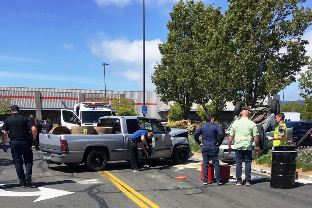 A man drove his pickup truck into an occupied SUV, injuring one, in Rohnert Park on Sunday, May 5, 2019. (ROHNERT PARK DEPARTMENT OF PUBLIC SAFETY)